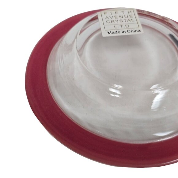 Fifth Avenue Crystal Ltd. Red Rim Clear Votive Candle Holder Tealight Home Decor - Picture 7 of 8